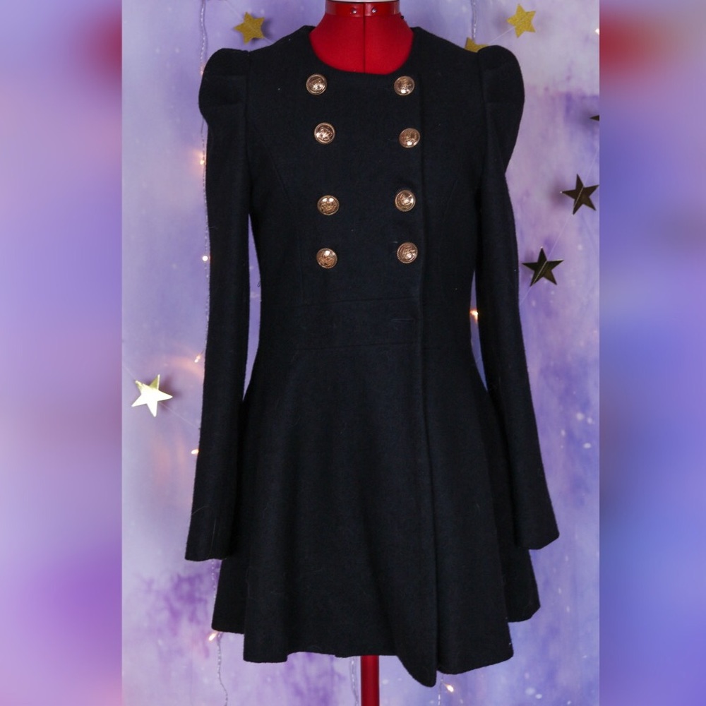 Cute black petite peacoat w/ gold button